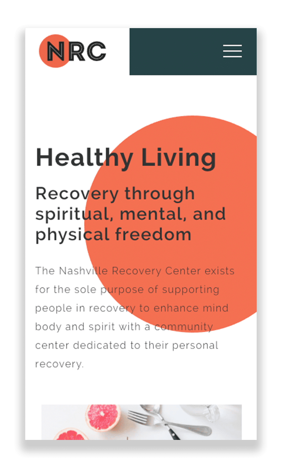 mobile site screen shot for Nashville Recovery Center website