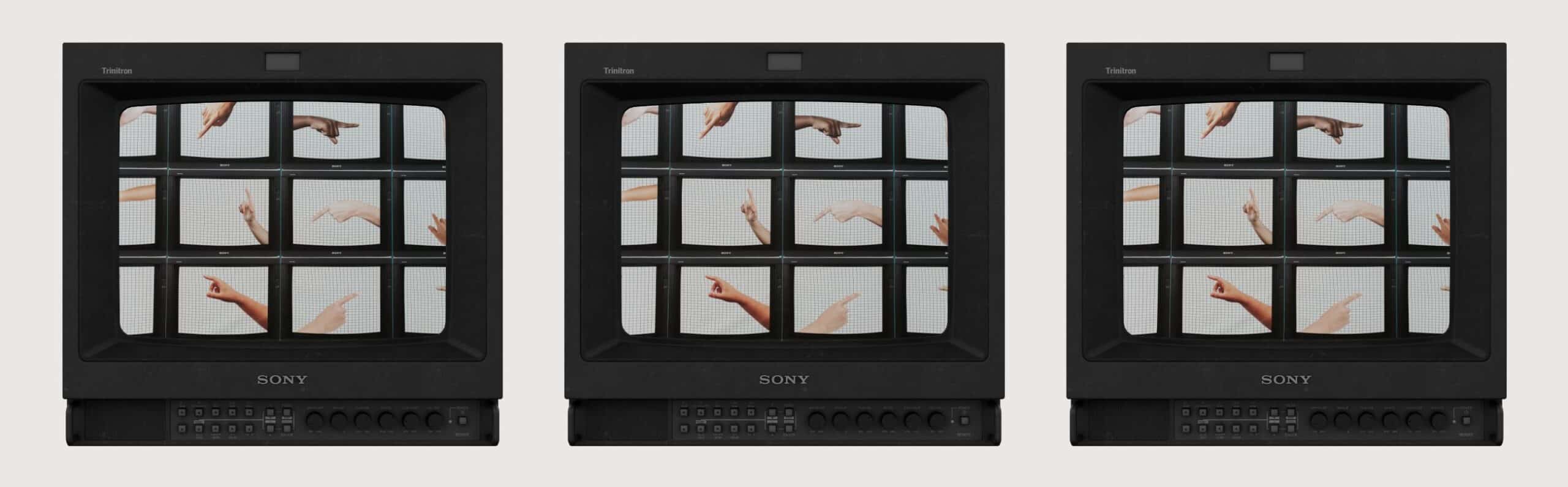 hands in tv screens