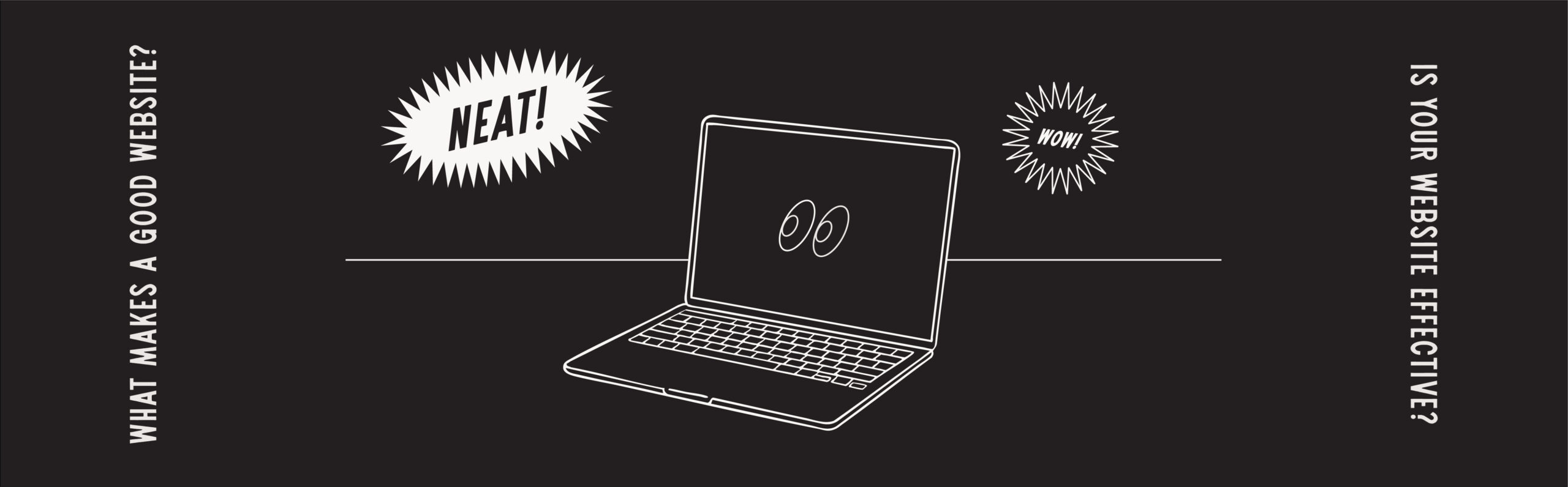 graphic of white line art laptop on black background